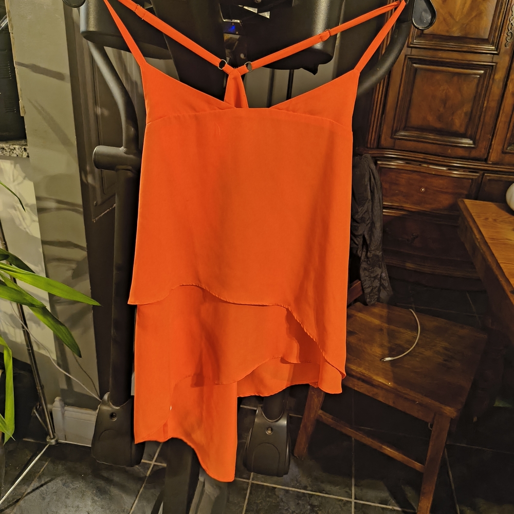 BCBGMaxAzria Vibrant Orange Layered Camisole